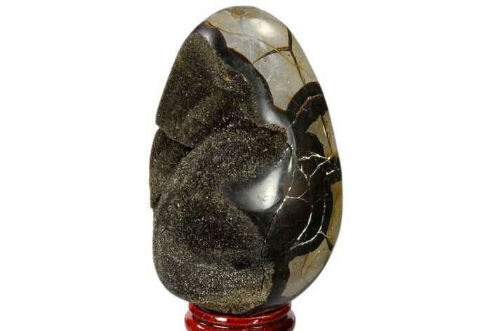 Septarian Dragon Egg Geode - Black Crystals #118746